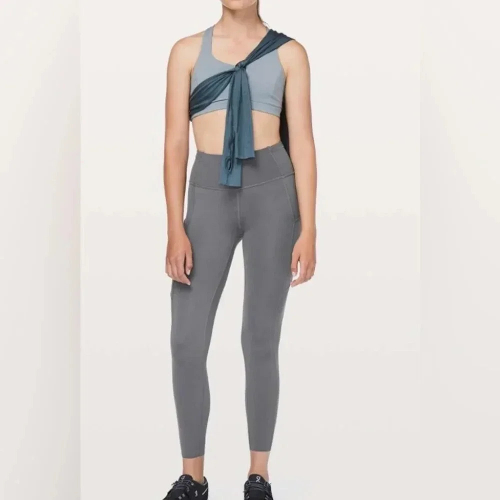 Lululemon Fast & Free 7/8 Tight II *Nulux 25" Dark Carbon yoga strtch leggings 4